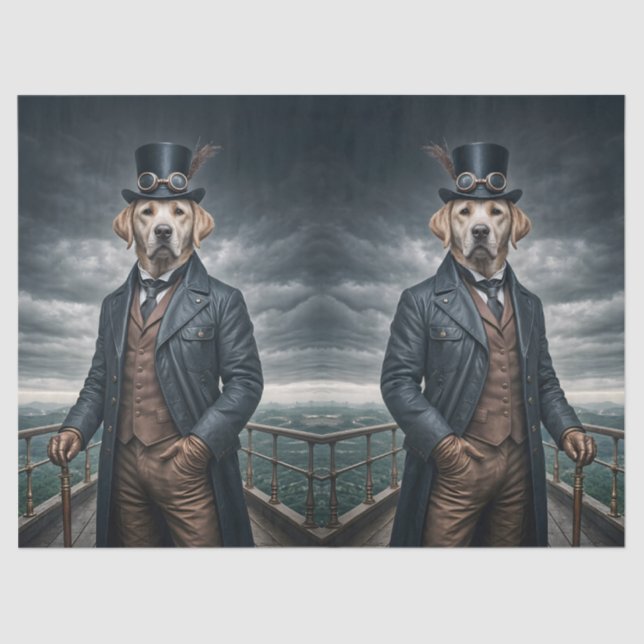 Papel De Seda Doble elegancia victoriana Steampunk Lab Perro Art (Anverso)