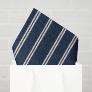 Papel De Seda Doble Pinstripes Azul Marino Aspecto de Tejido Mar