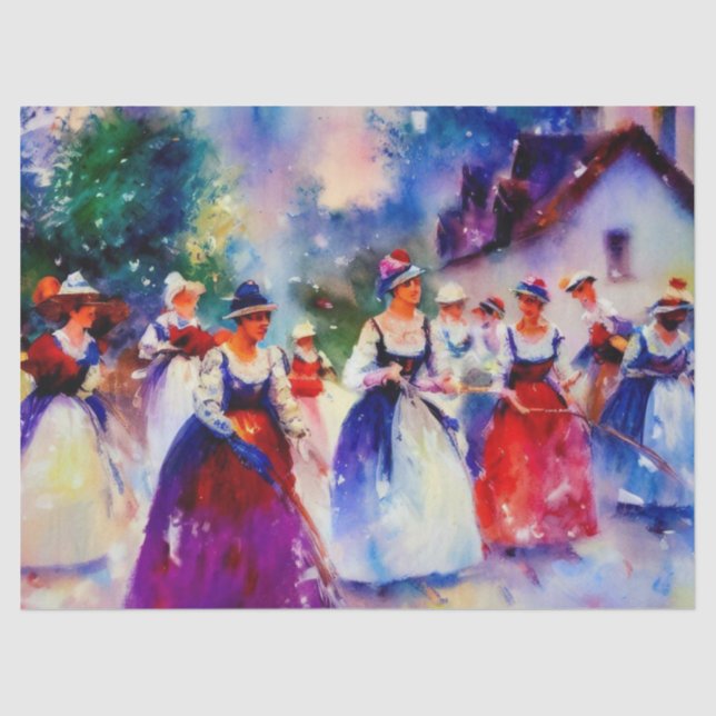 Papel De Seda Doce días de Navidades: A-Milking (D), (Anverso)