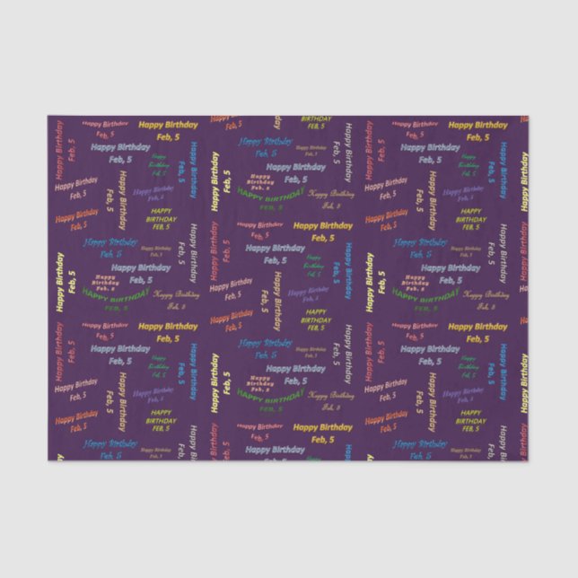 Papel De Seda Documento de cumpleaños 5 de febrero (Anverso)