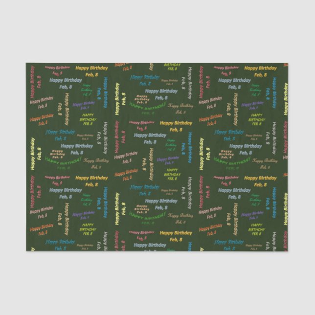 Papel De Seda Documento de cumpleaños 8 de febrero (Anverso)