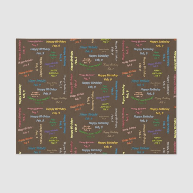 Papel De Seda Documento de cumpleaños 9 de febrero (Anverso)