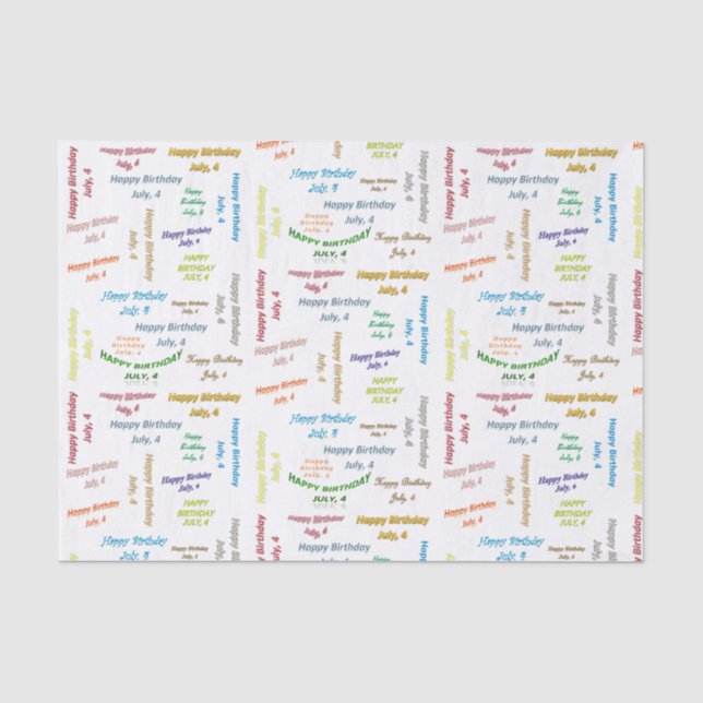 Papel De Seda Documento de cumpleaños del 4 de julio (Anverso)