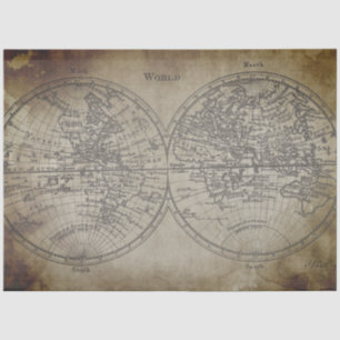 Papel De Seda Documento de descomposición del mapa mundial