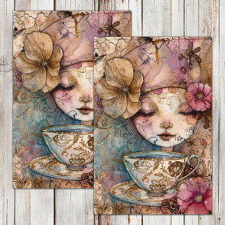 PAPEL DE SEDA DOCUMENTO DE TEA BOHO CHICA DECOUPAGE TISSUE PAPER