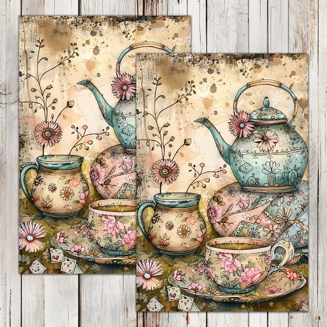 PAPEL DE SEDA DOCUMENTO DE TEA BOHO FIESTA DECOUPAGE TISSUE PAPE (BOHO TEA PARTY DECOUPAGE TISSUE PAPER)