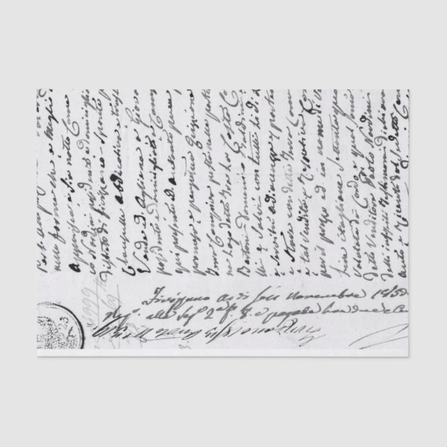 Papel De Seda Documento manuscrito vintage (Anverso)