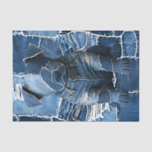 Papel De Seda Dog Patchwork Art Denim