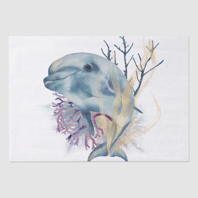 Papel De Seda Dolphin Watercolor (Anverso)