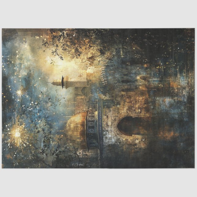 Papel De Seda Domo dorado de la roca Jerusalén (Anverso)