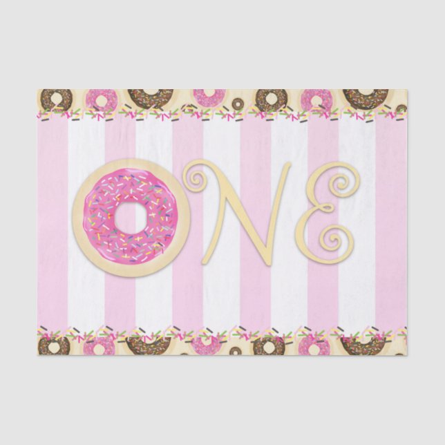 Papel De Seda Donas rosadas con sprinkles marrones Cumpleaños nú (Anverso)