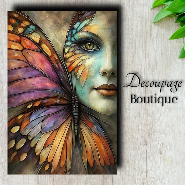 Papel De Seda Doncella Mariposa Decoupage (Butterfly Maiden Decoupage Tissue Paper)