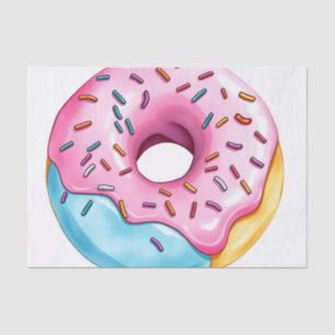 Papel De Seda Donut acuarela con hielo y salpicaduras en blanco