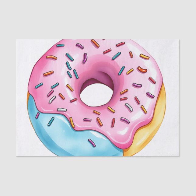 Papel De Seda Donut acuarela con hielo y salpicaduras en blanco (Anverso)