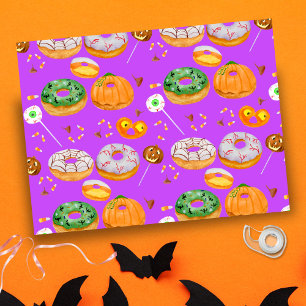 Papel De Seda Donut-licioso de acuarela Feliz Halloween Caramelo