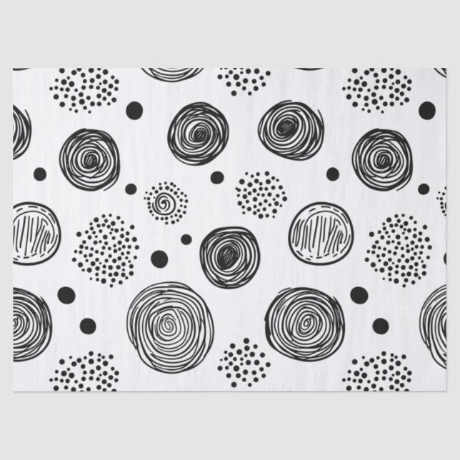 Papel De Seda Doodle abstracto dibujado a mano - negro y blanco  (Anverso)