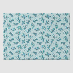Papel De Seda Doodle Bugs Mariposas - turquesa - patrón.