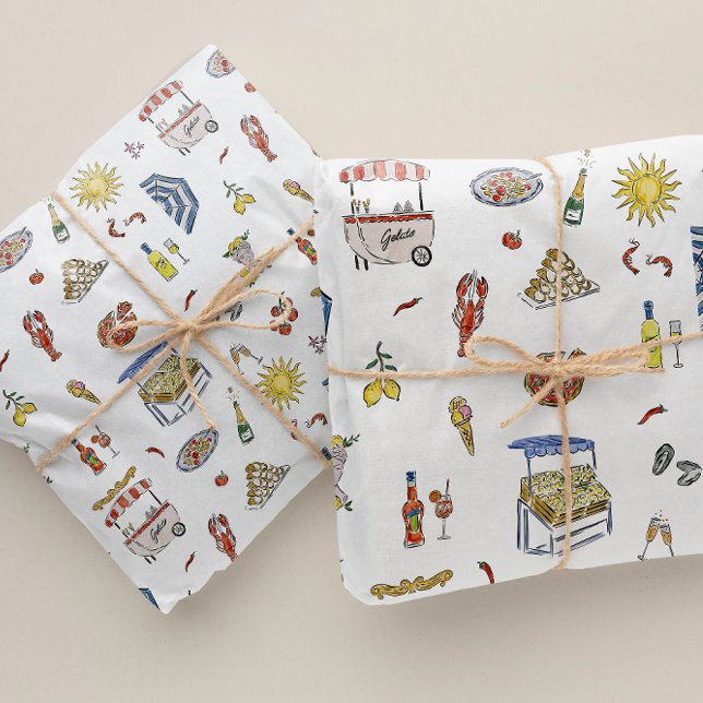 Papel De Seda Doodle de verano italiano mediterráneo (Subido por el creador)