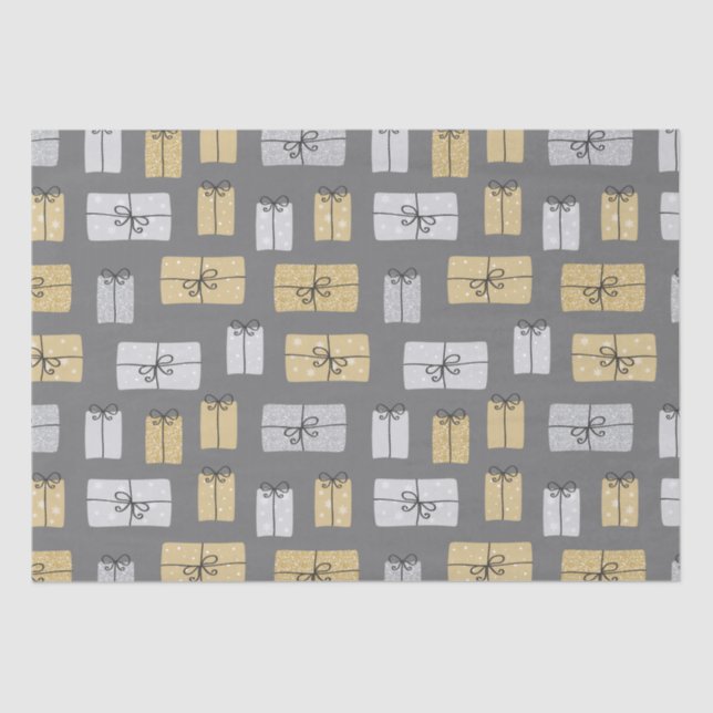 Papel De Seda Doodles actuales de Navidad (Anverso)