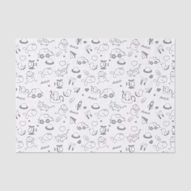 Papel De Seda Doodles del bebé (Anverso)