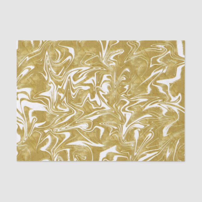 Papel De Seda Dorado amarillo y dorado elegante Glam Marble Swir (Anverso)
