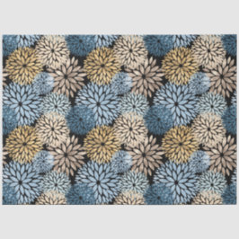 Papel De Seda Dorado azul moderno Dahlia Floral