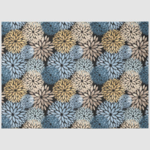 Papel De Seda Dorado azul moderno Dahlia Floral