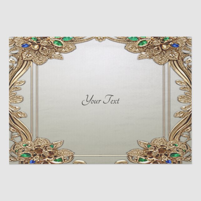 Papel de seda dorado elegante ornamentado (Anverso)