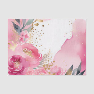 Papel De Seda Dorado floral rosa de lujo