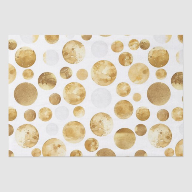 Papel De Seda Dorado Glam Abstract Dots Cumpleaños (Anverso)