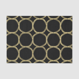Papel De Seda Dorado Glam & Anillos Negros Fiesta Glam Moderna