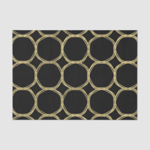 Papel De Seda Dorado Glam & Anillos Negros Fiesta Glam Moderna