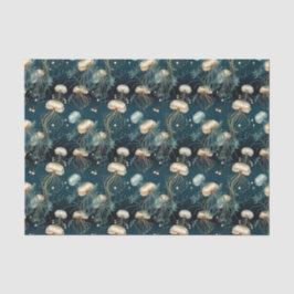 Papel De Seda Dorado y medusas etéreas Verde azuladas