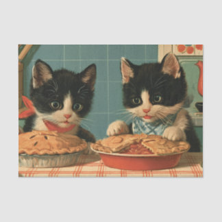 Papel De Seda Dos adorables gatitos esmoquin horneando tartas