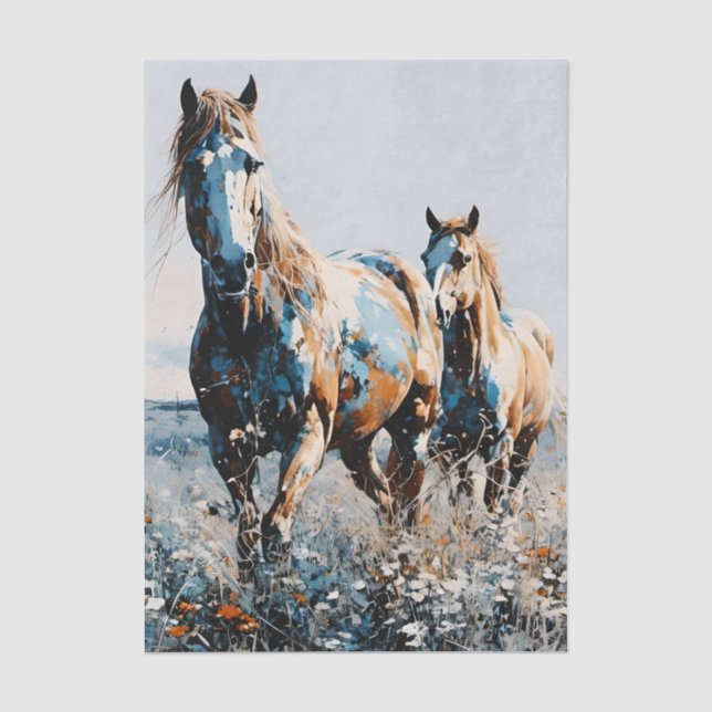 Papel De Seda Dos caballos pintos decoupage  (Anverso)