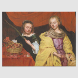 Papel De Seda Dos Chicas como San Agnés y San Dorotea