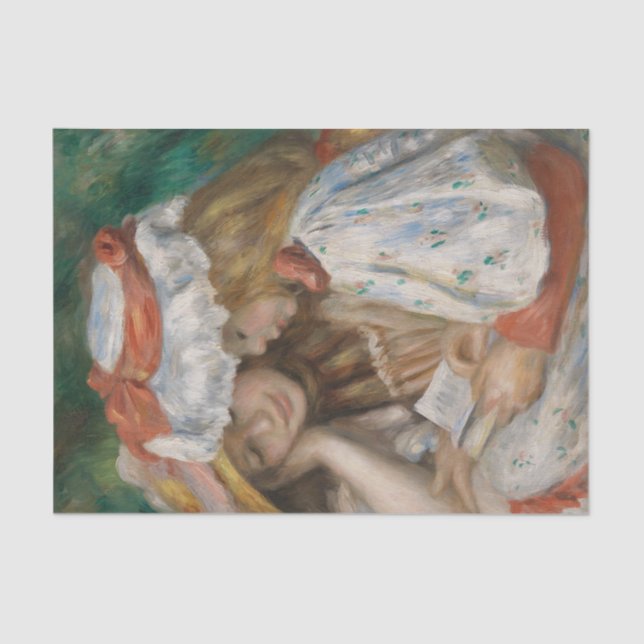 Papel De Seda Dos Chicas leyendo, Auguste Renoir Art (Anverso)