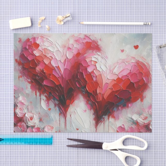 Papel De Seda Dos corazones abstractos pintando la página de San (Artesanía)