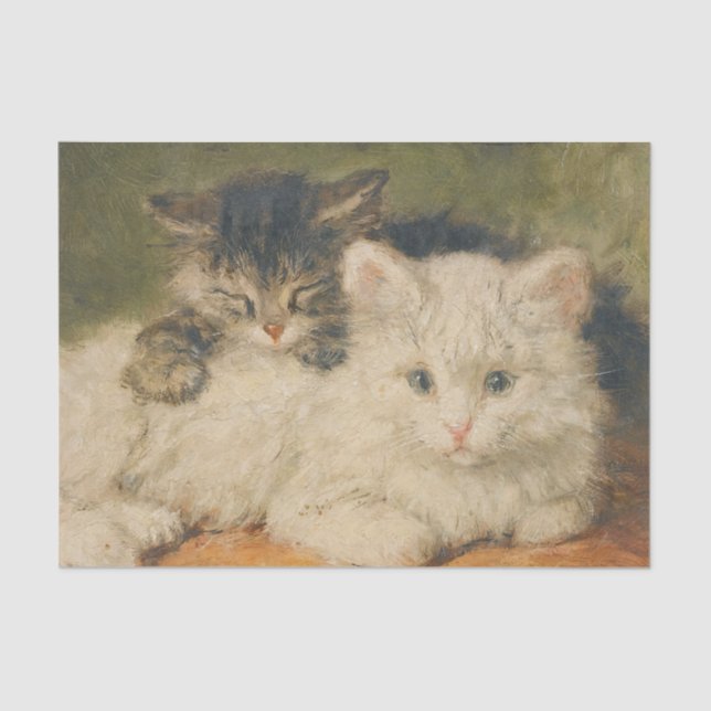 Papel De Seda Dos gatitos por Henriette Ronner-Knip (Anverso)