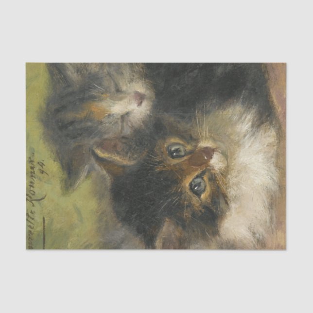 Papel De Seda Dos gatitos por Henriette Ronner-Knip (Anverso)