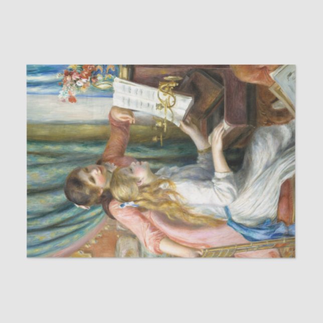 Papel De Seda Dos jóvenes Chicas en el piano por Auguste Renoir  (Anverso)