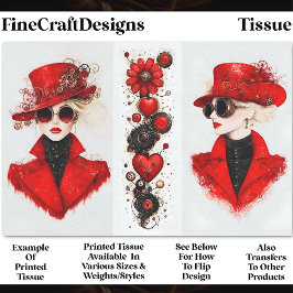 Papel De Seda Dos mujeres chic steampunk en rojo CH4 decoupage