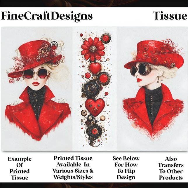 Papel De Seda Dos mujeres chic steampunk en rojo CH4 decoupage (Subido por el creador)