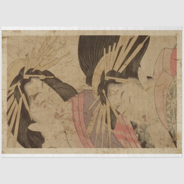 Papel De Seda Dos mujeres japonesas estilo ukiyo tradicional (Anverso)