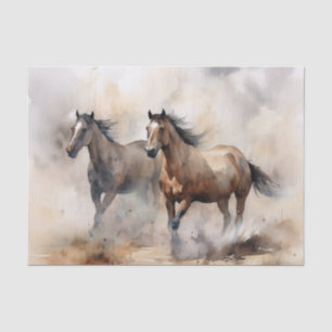 Papel De Seda “Dos Mustangs Salvajes” Acolorada Occidental Polvo
