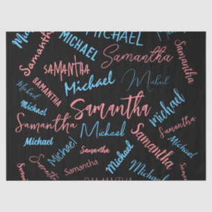 Papel De Seda Dos nombres parejas patrón monograma azul claro ro