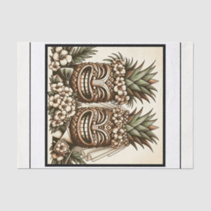 Papel De Seda Dos novios cabeza de piña tiki gay retro boda 