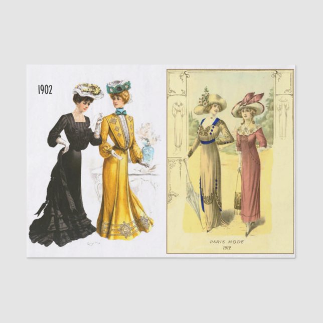 Papel De Seda Dos páginas antiguas de diseño eduardiano (Anverso)