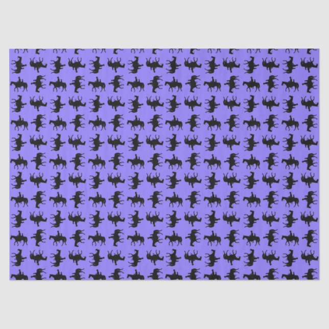 Papel De Seda Dos vaqueros a caballo siluetas - Periwinkle  (Anverso)