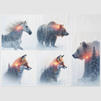 Papel De Seda Double exposure Wild animal bundle